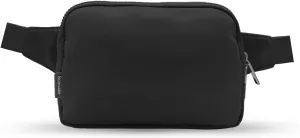 2L Black Fanny Pack for Women Men, Large Everywhere Belt Bag with Adjustable Strap 55", Crossbody Bag Water-resistant for Travel, Sports, Hiking