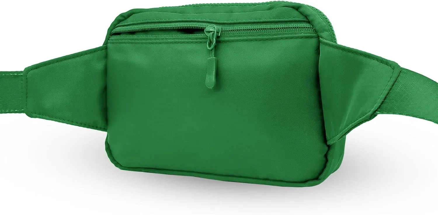 2L Fanny Pack for Women Men, Large Everywhere Belt Bag with Adjustable Strap 55", Crossbody Bag Water-resistant for Travel Sports Running Hiking, Fashion Waist Bag Everglade Green