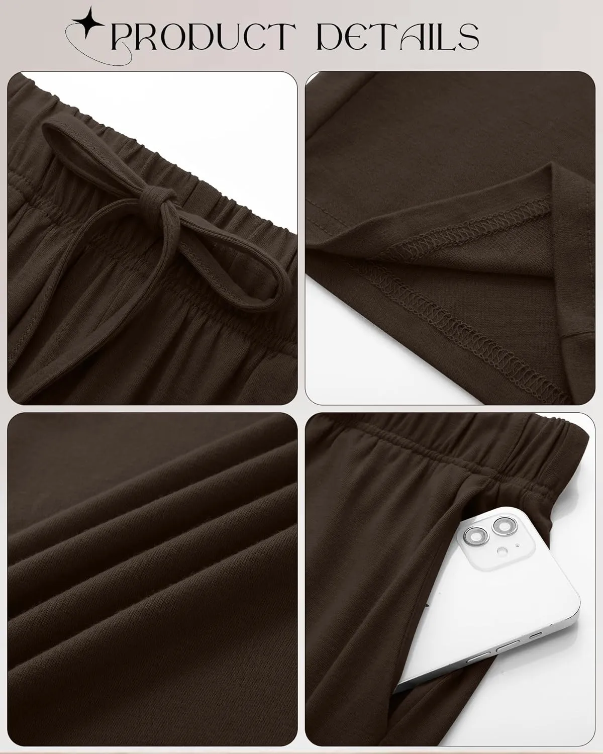 3 Pack Women's Lounge Pants with Pockets Casual Wide Leg Drawstring Yoga Pants Straight Trousers Spring Bottoms