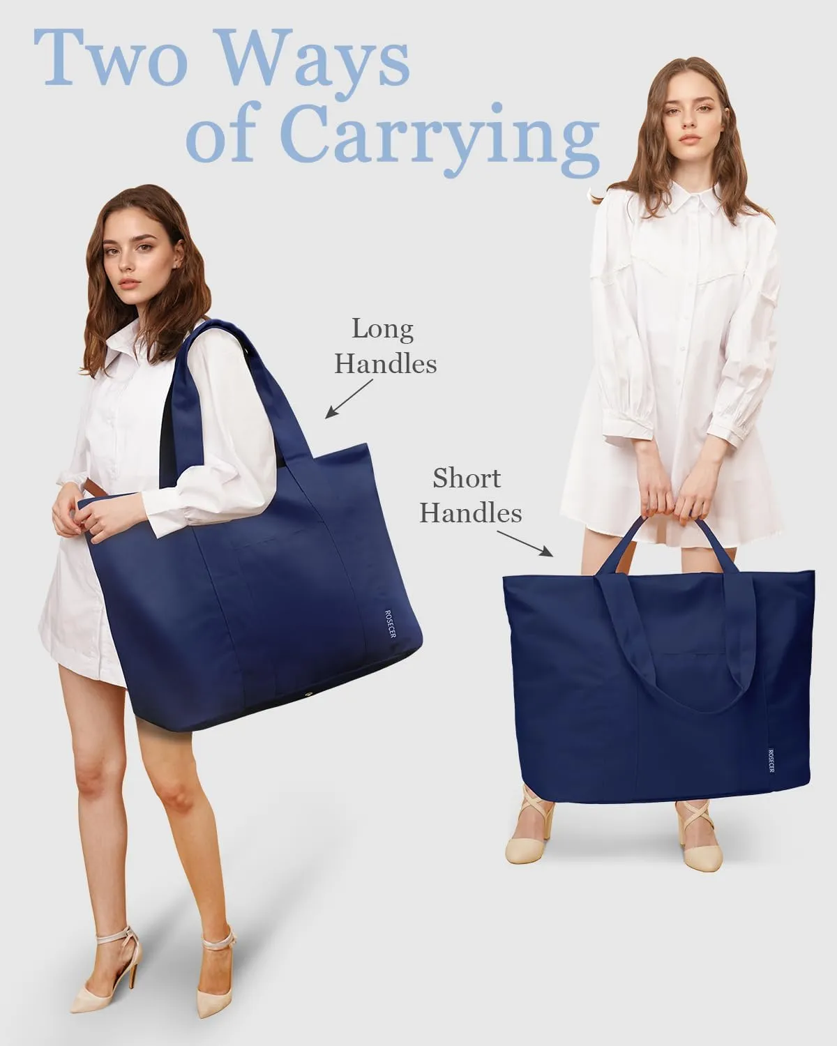 75L Extra Large Tote Bag for Women, Foldable Beach Bag with Wet Pocket, Weekender Overnight Bag for Travel, Hospital