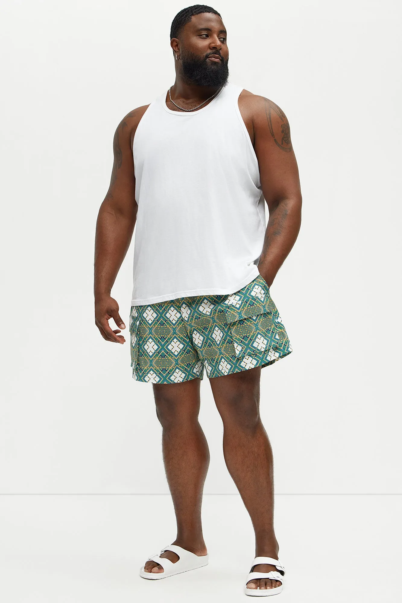 Adios Geometric Cargo Swim Mid Trunk - Multi Color