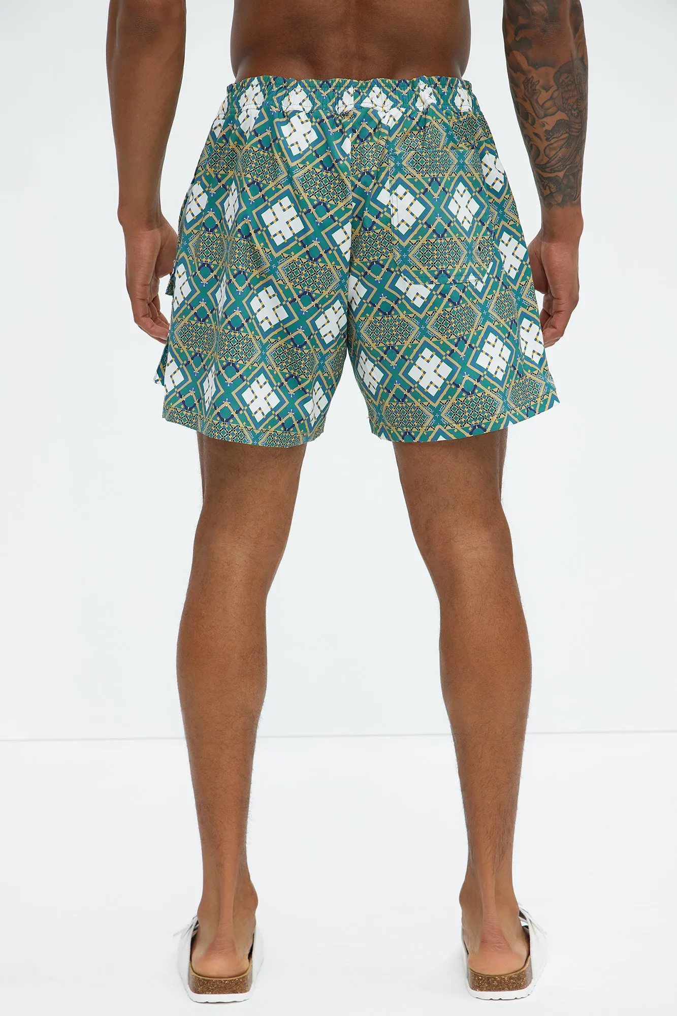 Adios Geometric Cargo Swim Mid Trunk - Multi Color