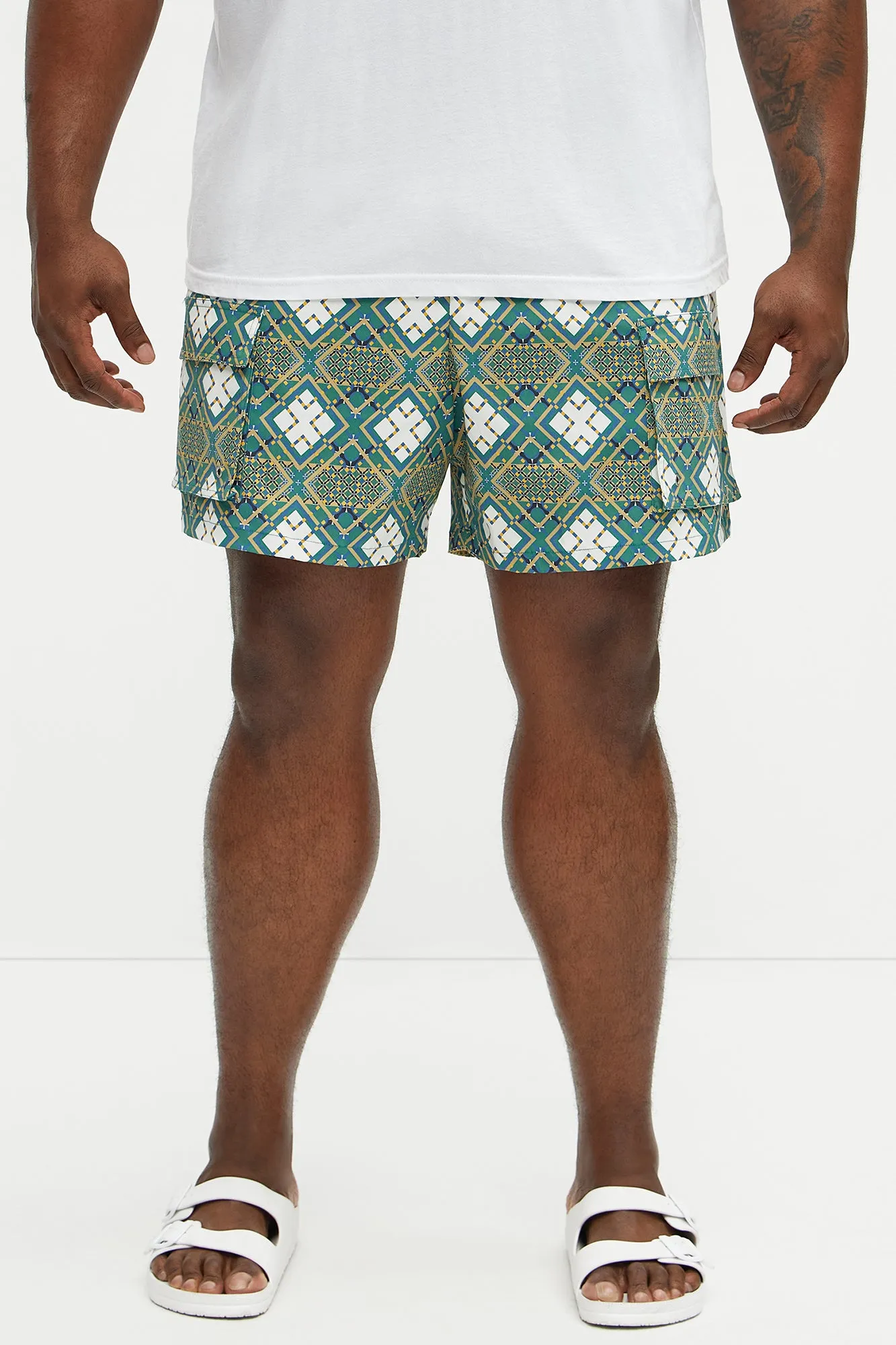 Adios Geometric Cargo Swim Mid Trunk - Multi Color