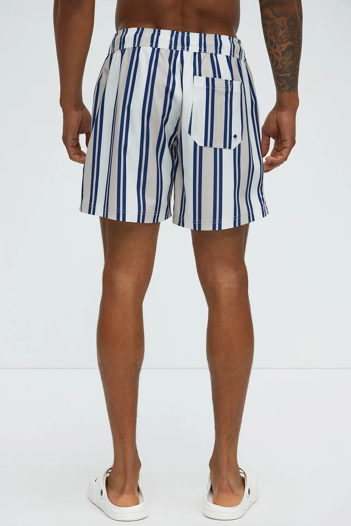 All Over Striped Striped Swim Trunk - Blue/combo