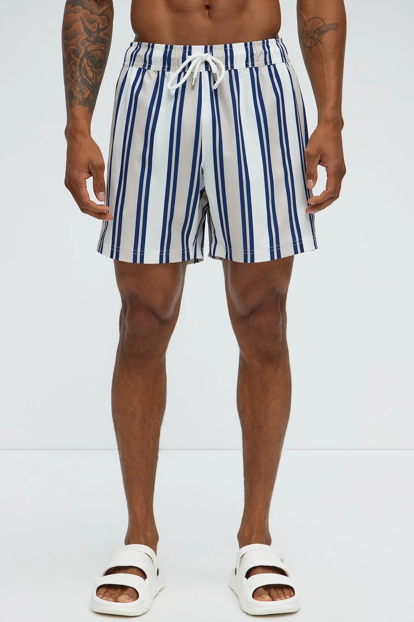 All Over Striped Striped Swim Trunk - Blue/combo