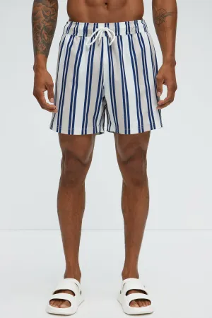 All Over Striped Striped Swim Trunk - Blue/combo