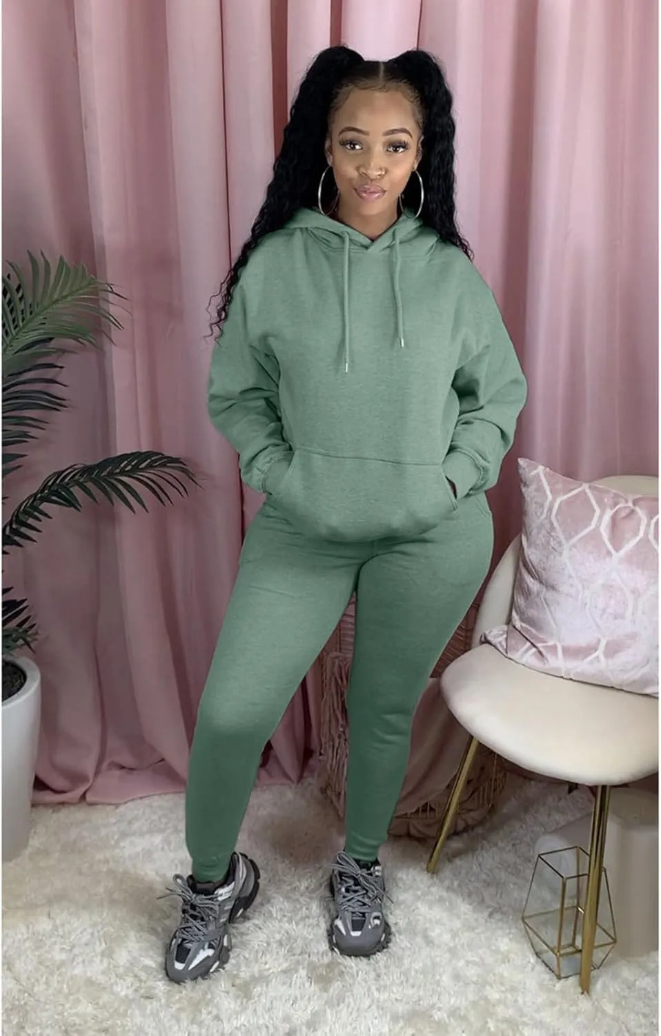 Alunzoem Sweatsuits for Women Set 2 Piece Jogging Outfits Long Sleeve Hoodie Sweatshirt Sweatpants Tracksuit