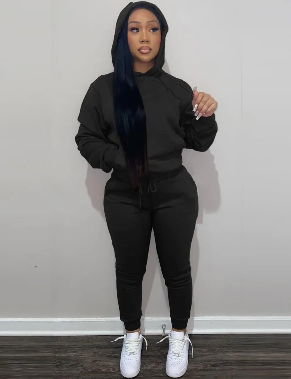 Alunzoem Sweatsuits for Women Set 2 Piece Jogging Outfits Long Sleeve Hoodie Sweatshirt Sweatpants Tracksuit