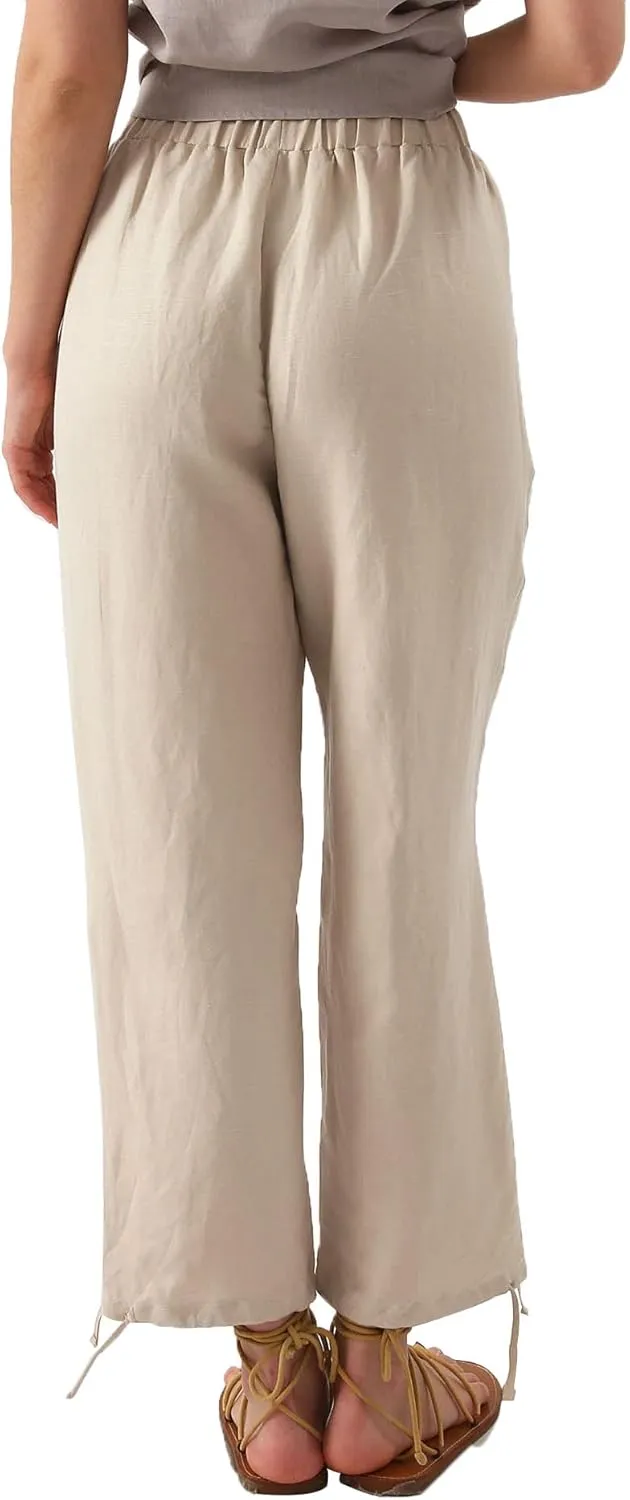 Amazhiyu Womens Linen High Waist Pencil Pants with Pockets Drawstring Trousers