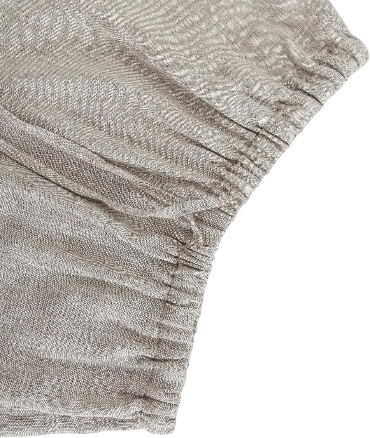 Amazhiyu Womens Pure Linen Summer Drawstring Flowy Wide Leg Pants with Pockets