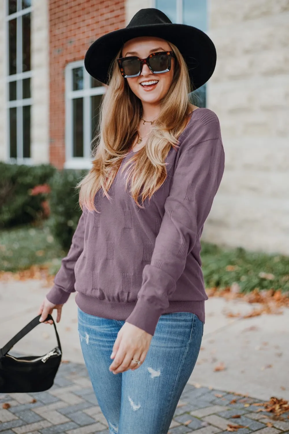 Arach&Cloz Women 2025 Fashion V Neck Long Sleeve Shirts Blouse Knit Casual Pullover Spring Sweater Top Cozy Clouds XS-3XL