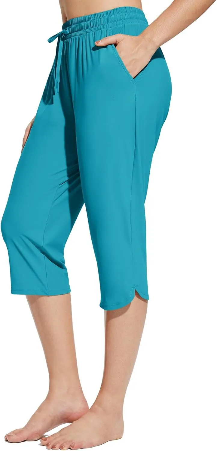 baleaf Women's Swim Capris Pants 18" Quick Dry Modest Swimsuits UPF 50  Bathing Suit Bottoms Beach Pants with Pockets