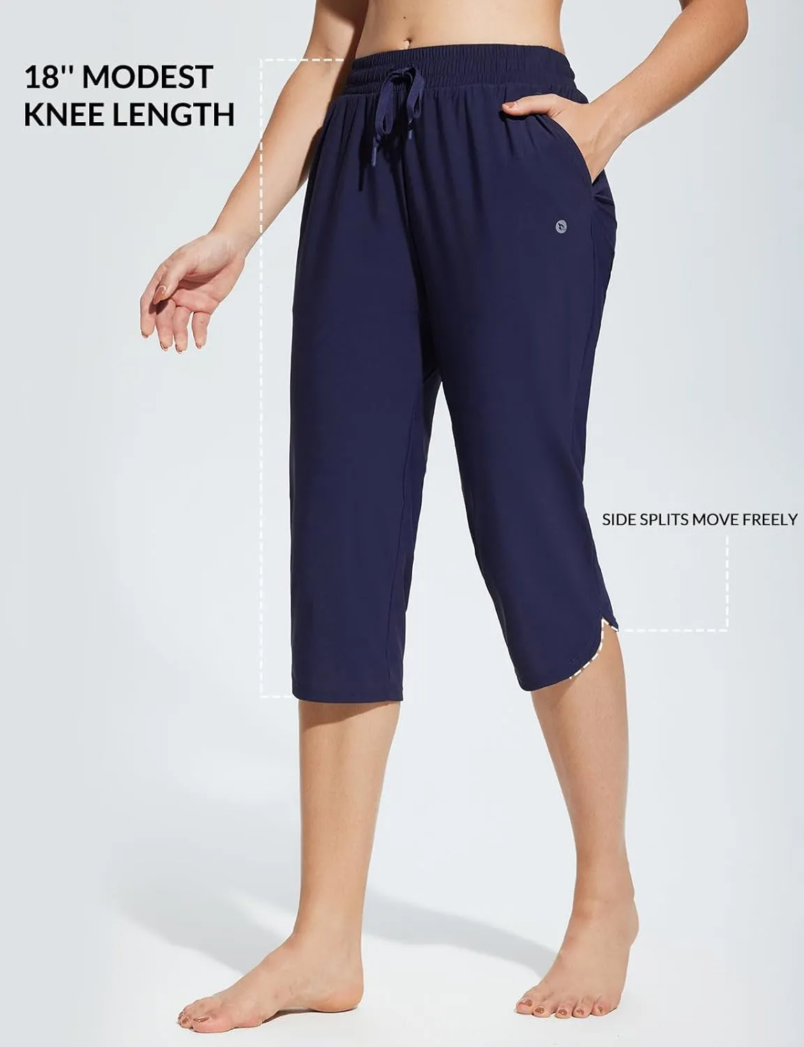 baleaf Women's Swim Capris Pants 18" Quick Dry Modest Swimsuits UPF 50  Bathing Suit Bottoms Beach Pants with Pockets