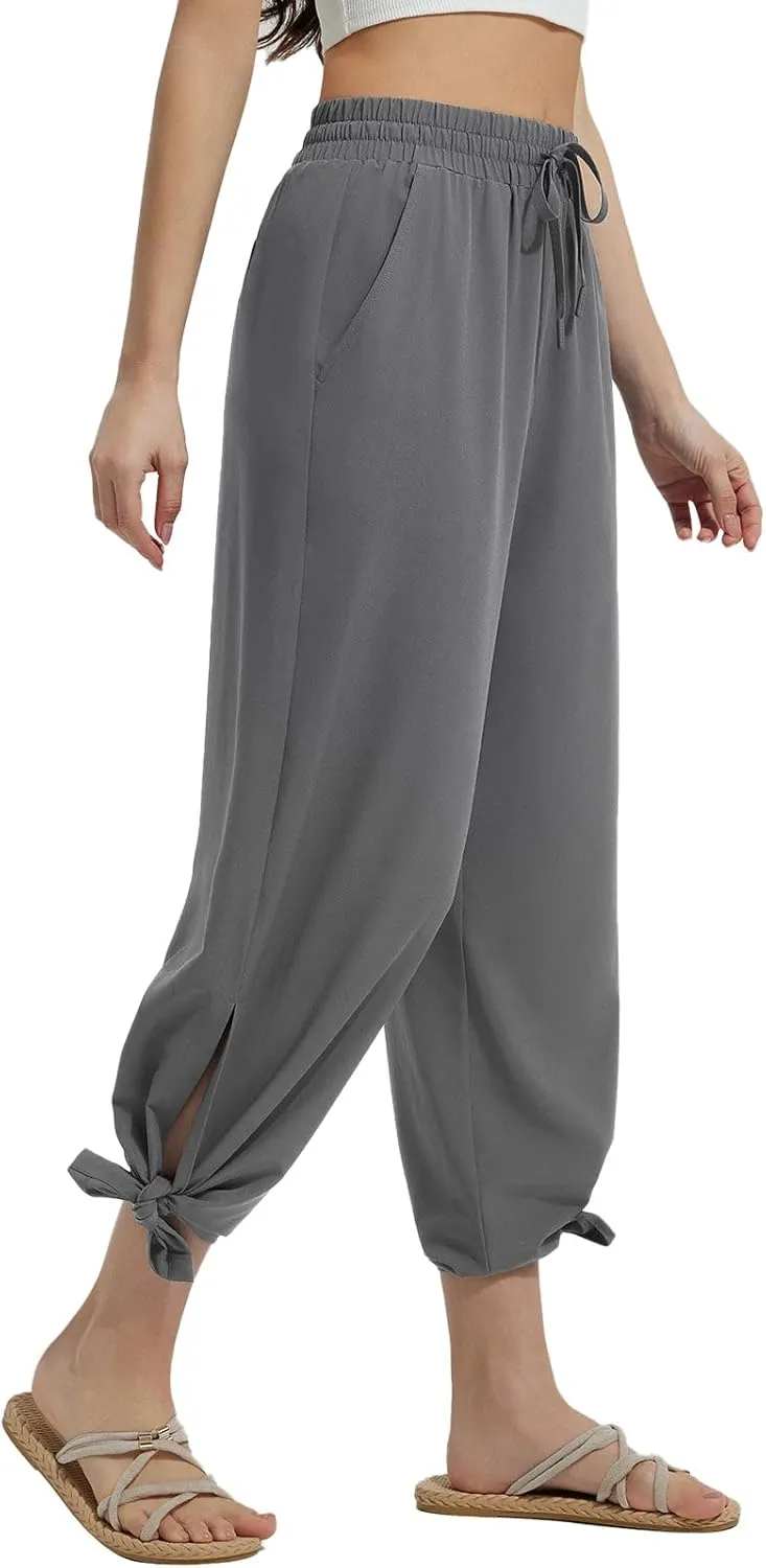 baleaf Women's Wide Leg Swim Pants UPF50  Long Beach Pants High Waisted Lightweight Quick Dry Flowy Swim Capris with Pockets