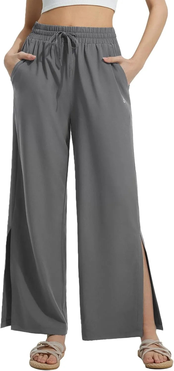 baleaf Women's Wide Leg Swim Pants UPF50  Long Beach Pants High Waisted Lightweight Quick Dry Flowy Swim Capris with Pockets