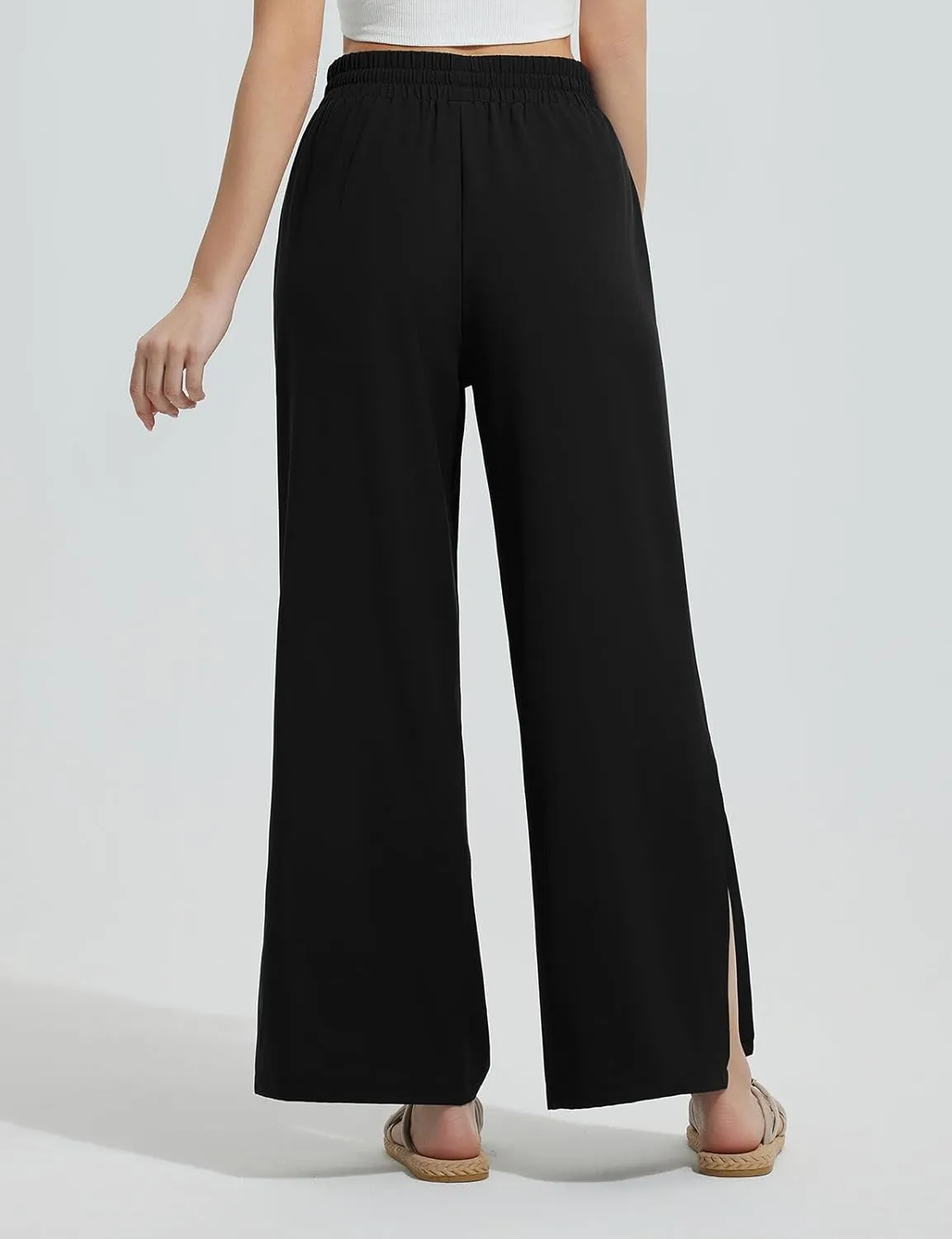 baleaf Women's Wide Leg Swim Pants UPF50  Long Beach Pants High Waisted Lightweight Quick Dry Flowy Swim Capris with Pockets