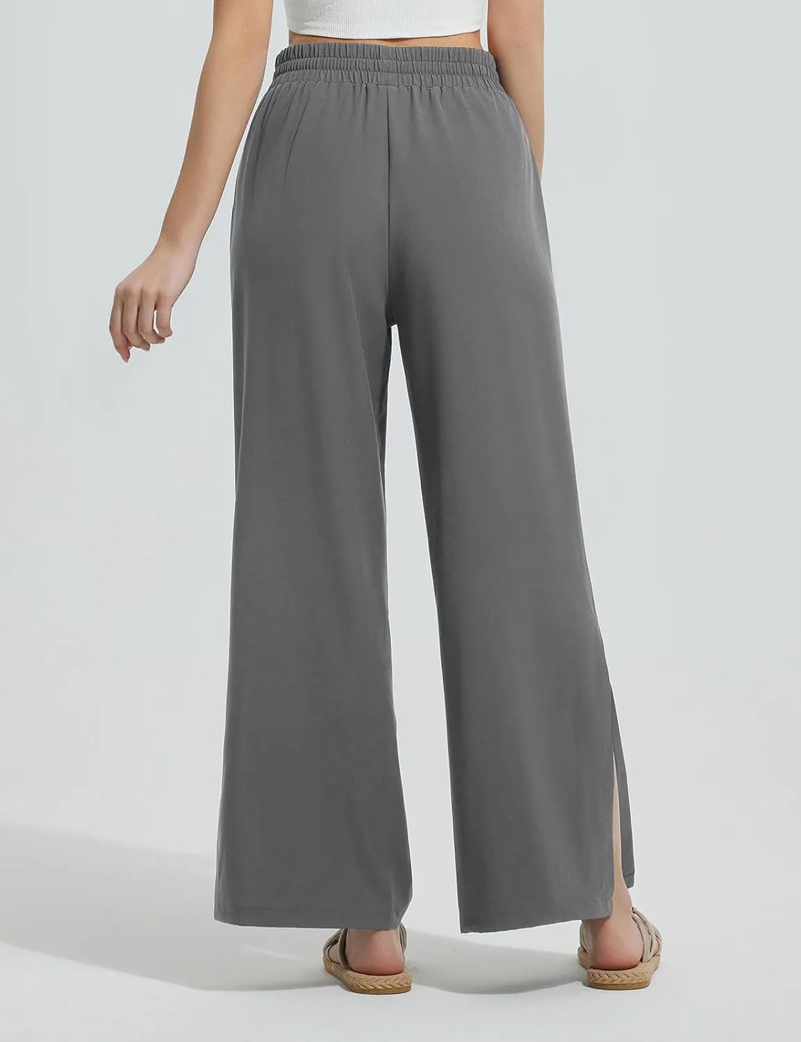baleaf Women's Wide Leg Swim Pants UPF50  Long Beach Pants High Waisted Lightweight Quick Dry Flowy Swim Capris with Pockets
