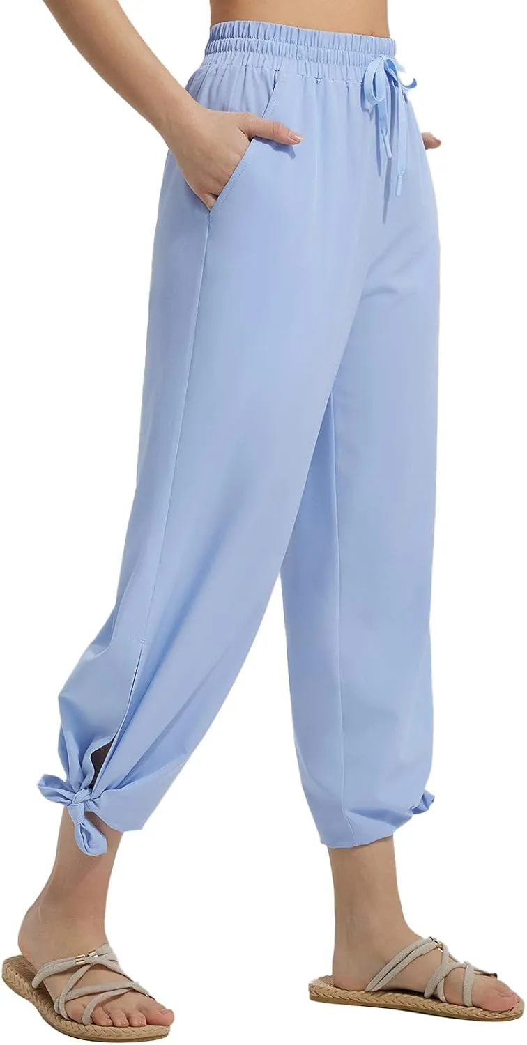baleaf Women's Wide Leg Swim Pants UPF50  Long Beach Pants High Waisted Lightweight Quick Dry Flowy Swim Capris with Pockets