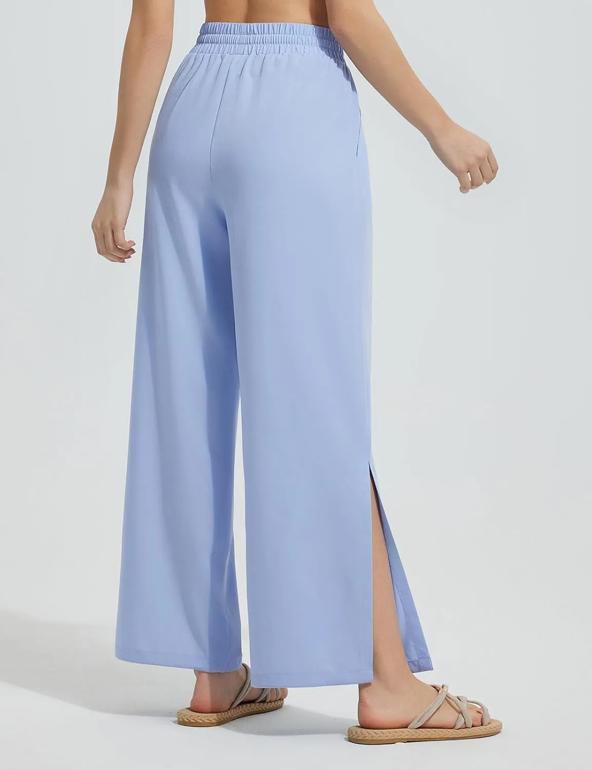 baleaf Women's Wide Leg Swim Pants UPF50  Long Beach Pants High Waisted Lightweight Quick Dry Flowy Swim Capris with Pockets