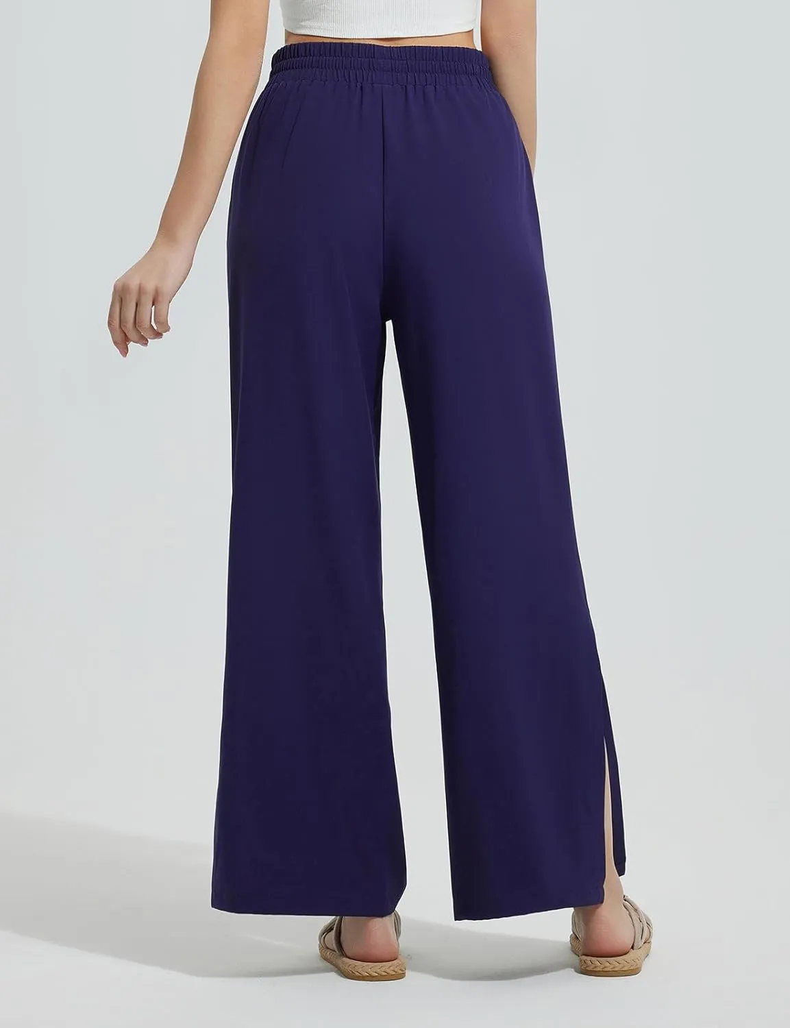 baleaf Women's Wide Leg Swim Pants UPF50  Long Beach Pants High Waisted Lightweight Quick Dry Flowy Swim Capris with Pockets