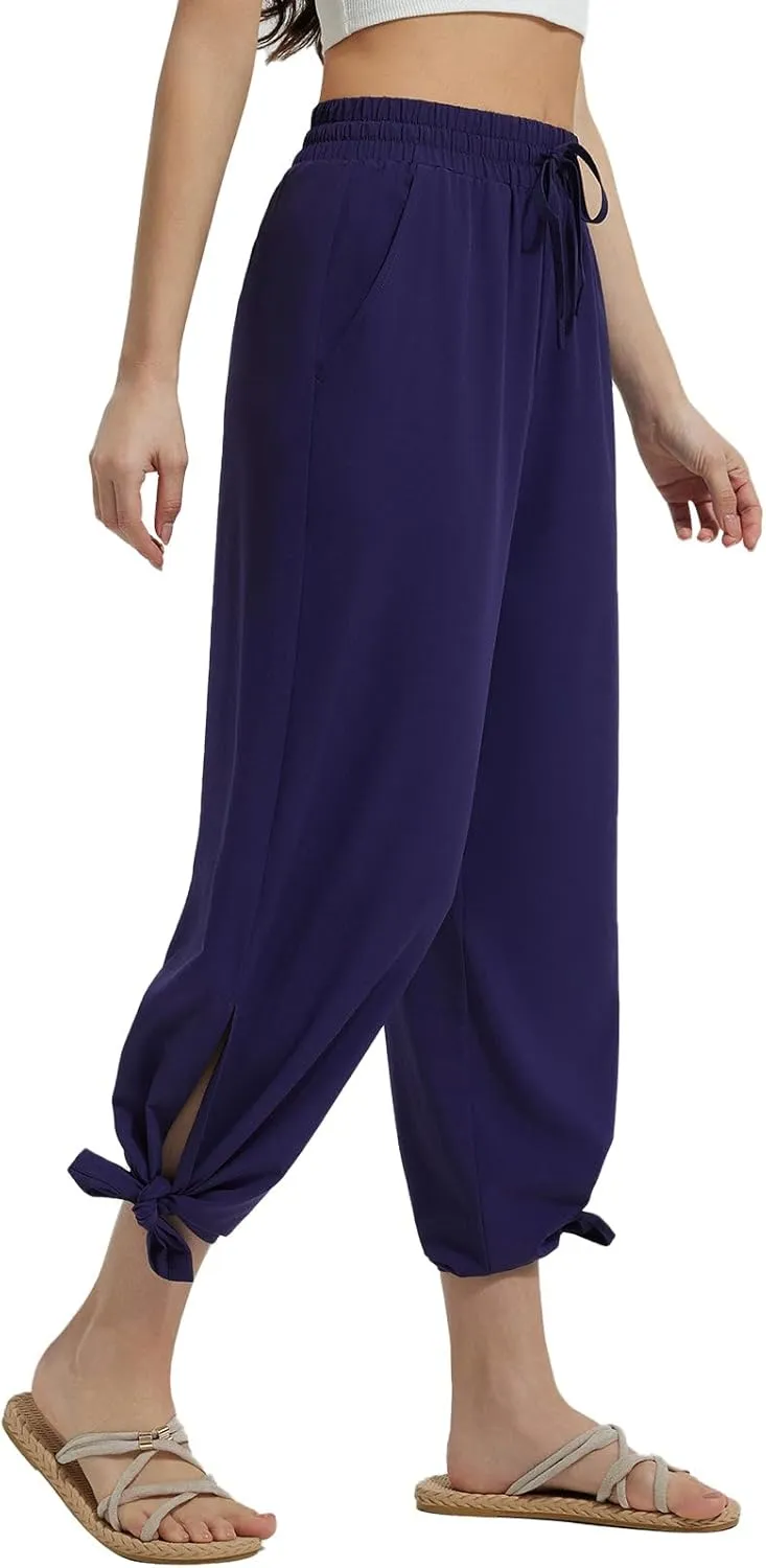 baleaf Women's Wide Leg Swim Pants UPF50  Long Beach Pants High Waisted Lightweight Quick Dry Flowy Swim Capris with Pockets