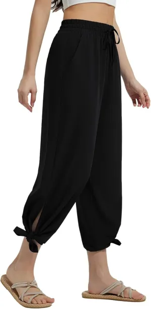 baleaf Women's Wide Leg Swim Pants UPF50  Long Beach Pants High Waisted Lightweight Quick Dry Flowy Swim Capris with Pockets