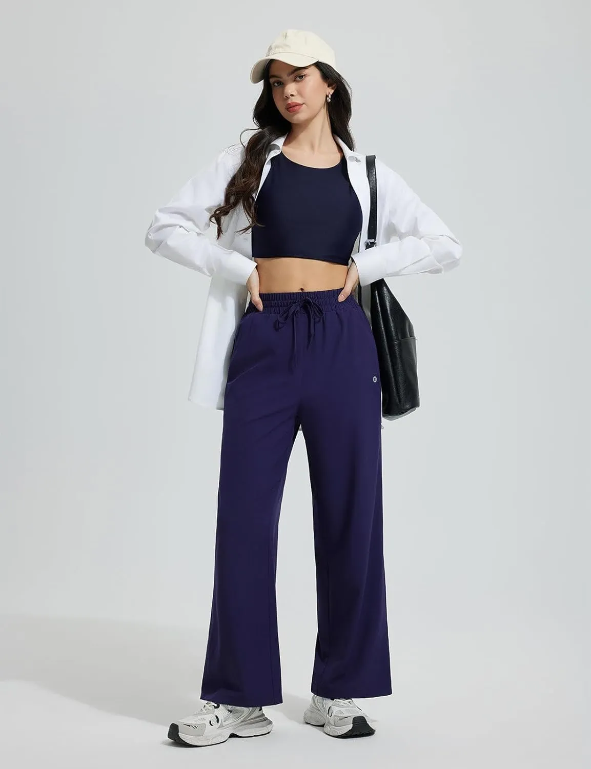baleaf Women's Wide Leg Swim Pants UPF50  Long Beach Pants High Waisted Lightweight Quick Dry Flowy Swim Capris with Pockets