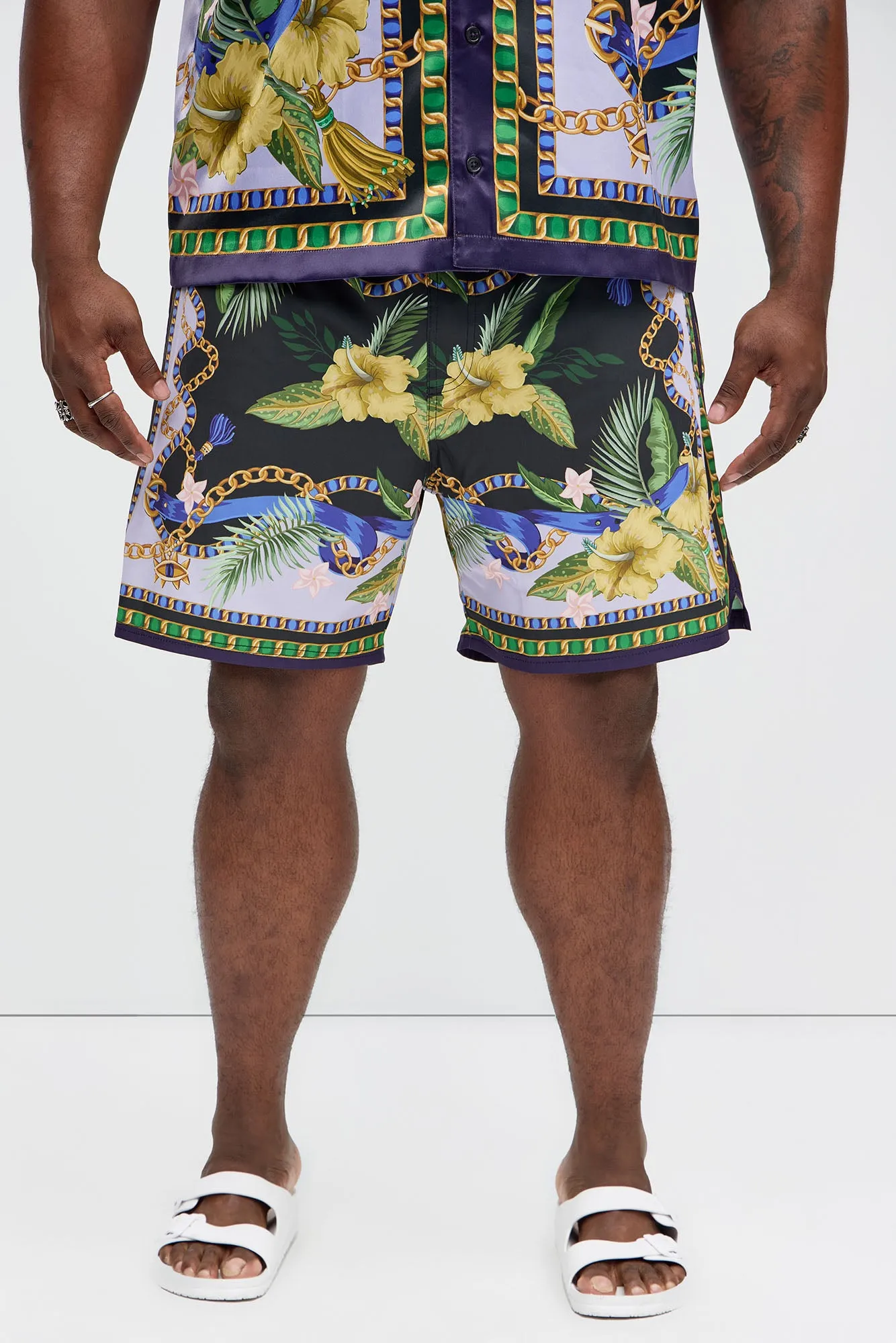 Baroque Floral Swim Classic Trunk - Multi Color