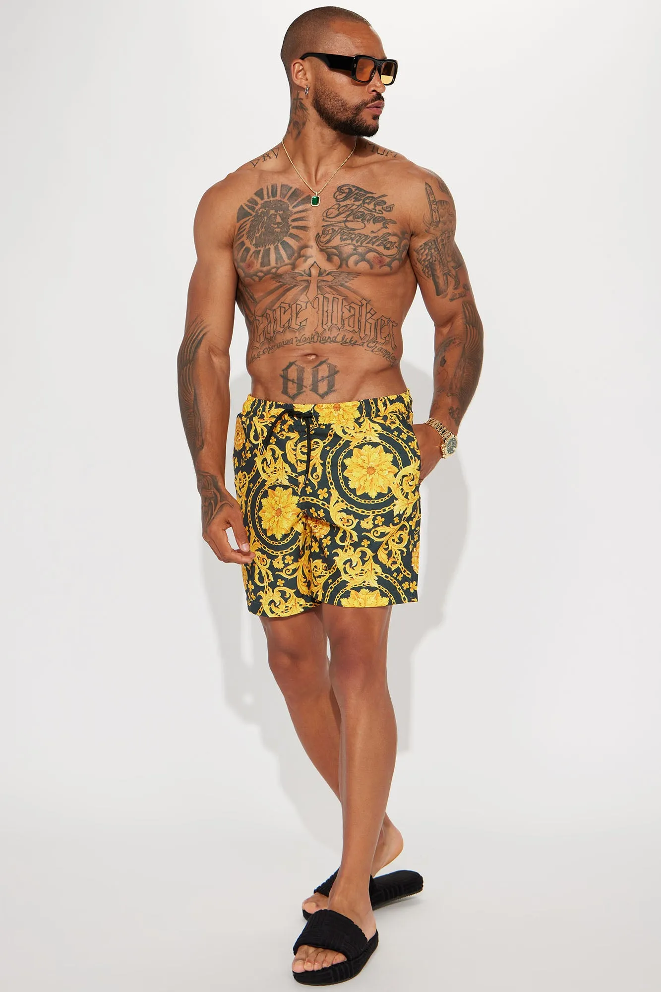 Baroque Royalty Swim Classic Trunk - Black/Gold