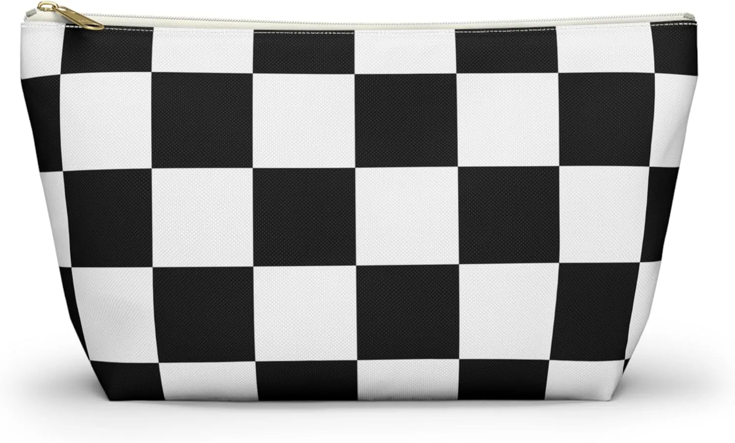 Black and White Checkered Accessory Pouch  Stylish Zippered Makeup Bag, Travel Cosmetic Bag, Pencil Case for Women & Men (Black Checkered, Large)