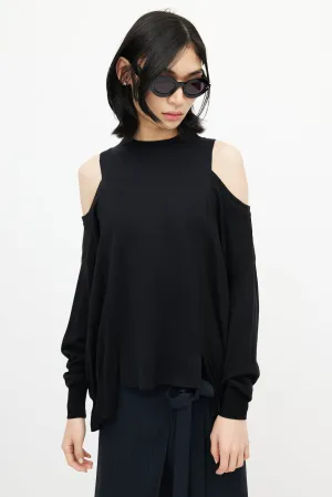 Black Wool Cut Out Knit Sweater