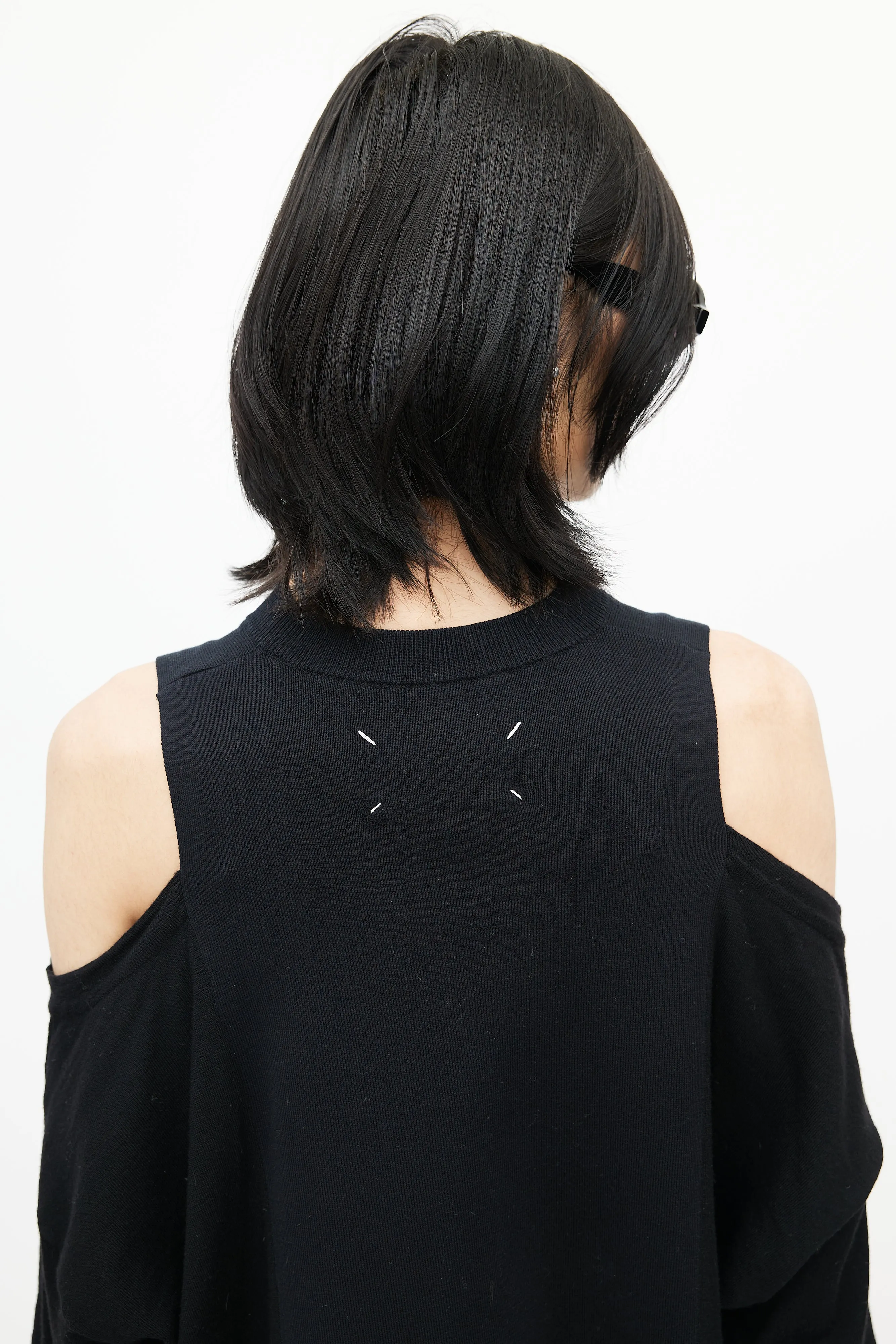 Black Wool Cut Out Knit Sweater