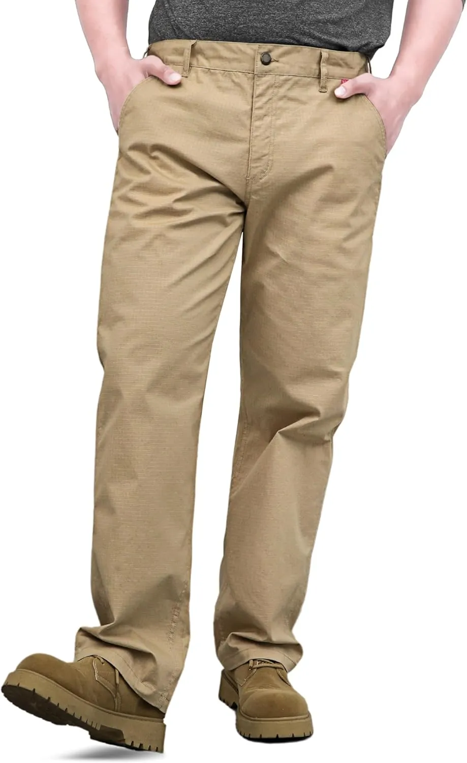 BOCOMAL FR Pants for Men Casual Style Lightweight 100% C Rip Stop Water Repellent Finish Flame Resistant Jeans Relax Fit