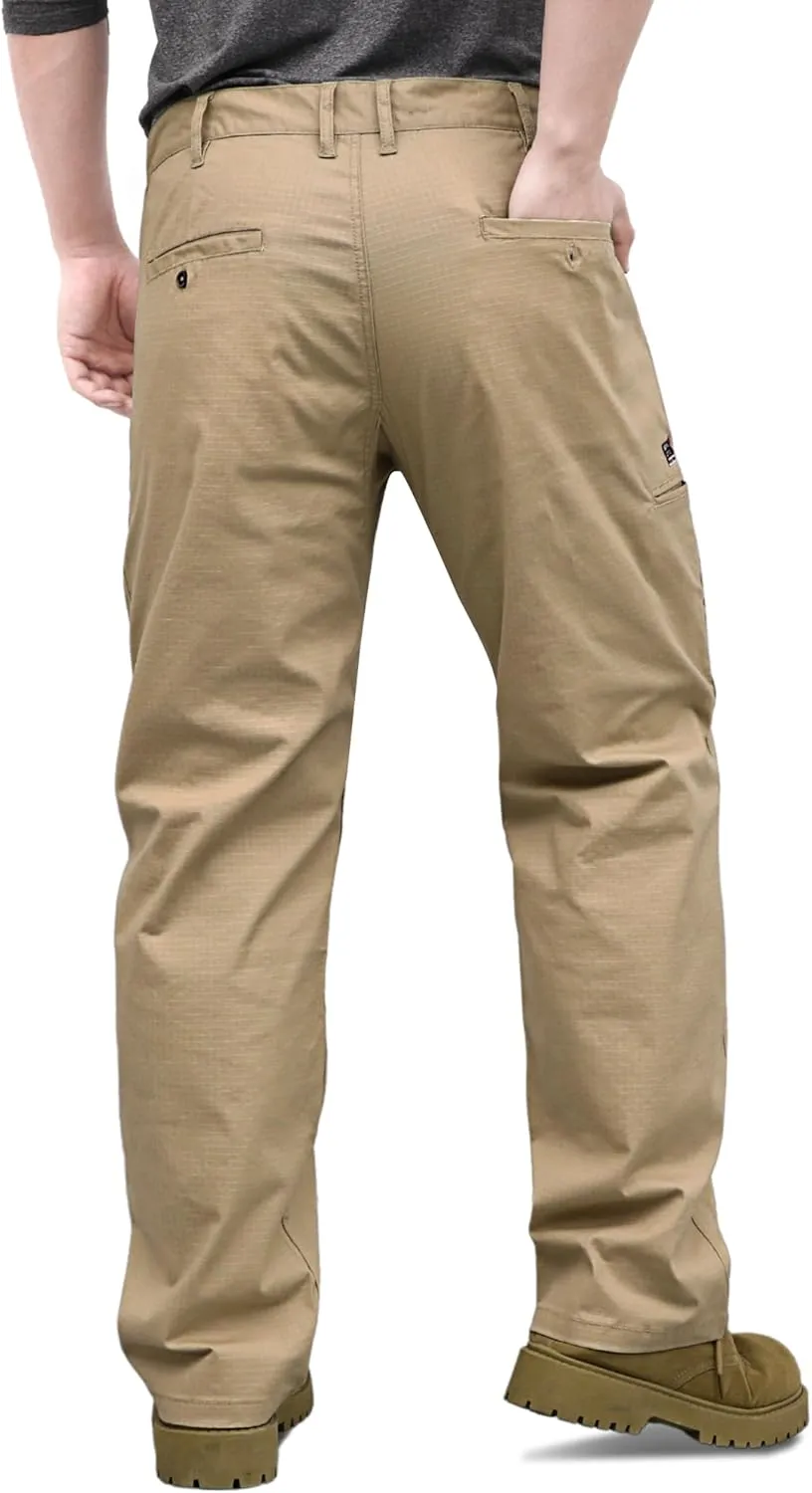 BOCOMAL FR Pants for Men Casual Style Lightweight 100% C Rip Stop Water Repellent Finish Flame Resistant Jeans Relax Fit