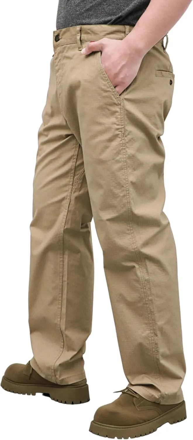 BOCOMAL FR Pants for Men Casual Style Lightweight 100% C Rip Stop Water Repellent Finish Flame Resistant Jeans Relax Fit