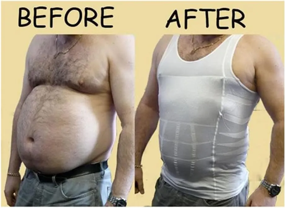Body Shaper Slimming Shirt For Men Stomach Trimmer Undershirt Slim Fit Vest XS-2XL