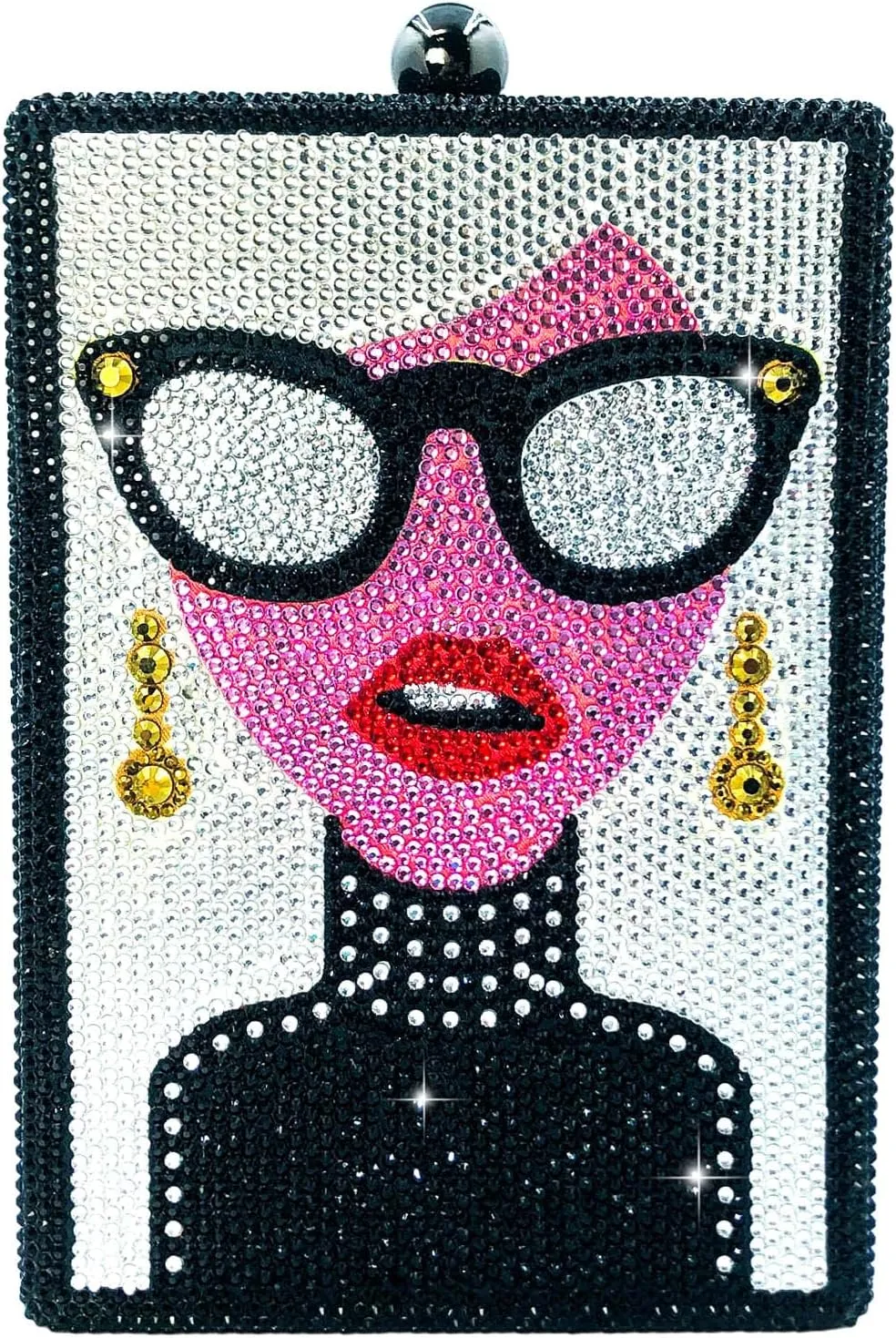 Boutique De FGG Retro Crystal Clutch Purses for Women Luxury Rhinestone Evening Bag Novelty Formal Party Clutch Handbag,Mini