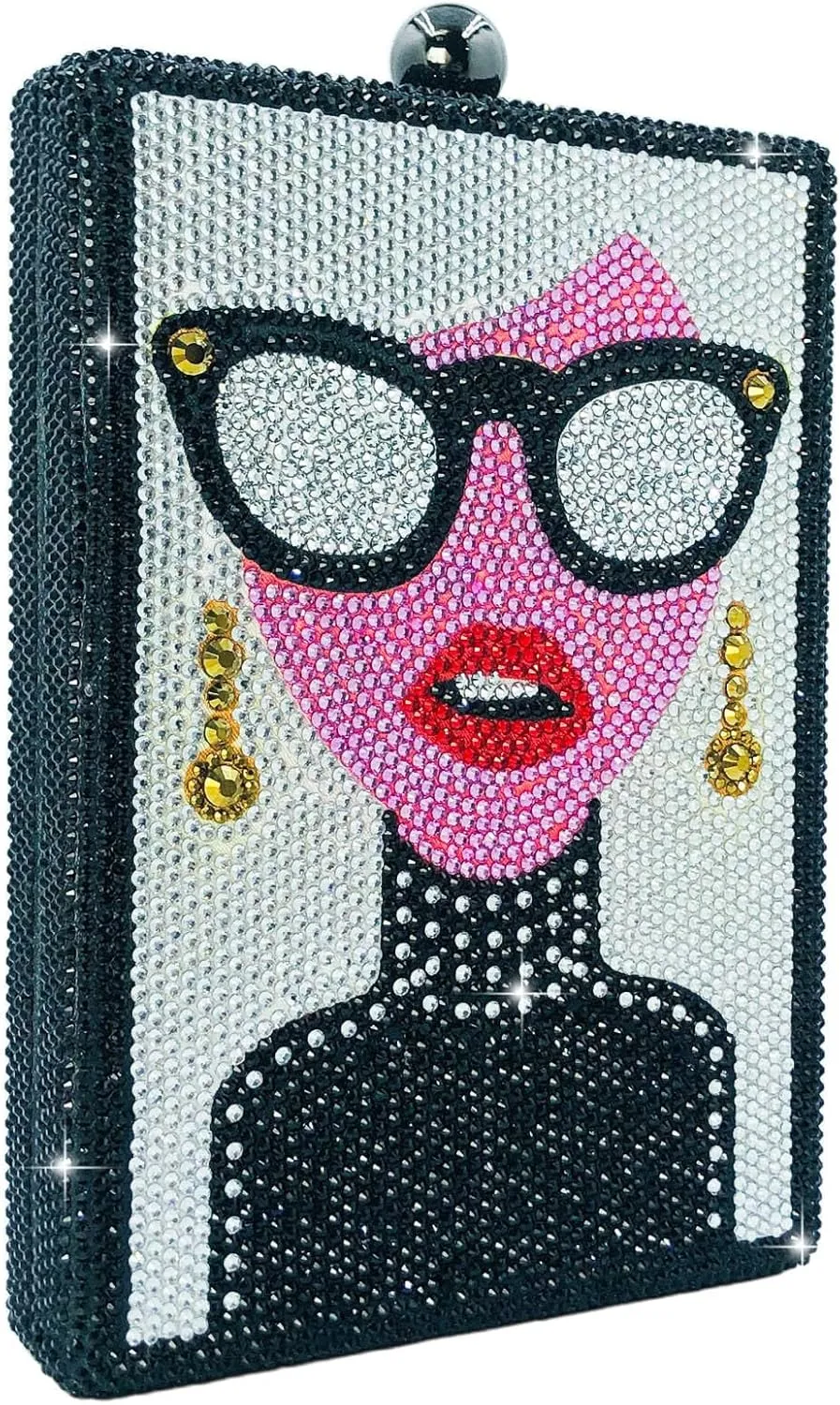 Boutique De FGG Retro Crystal Clutch Purses for Women Luxury Rhinestone Evening Bag Novelty Formal Party Clutch Handbag,Mini