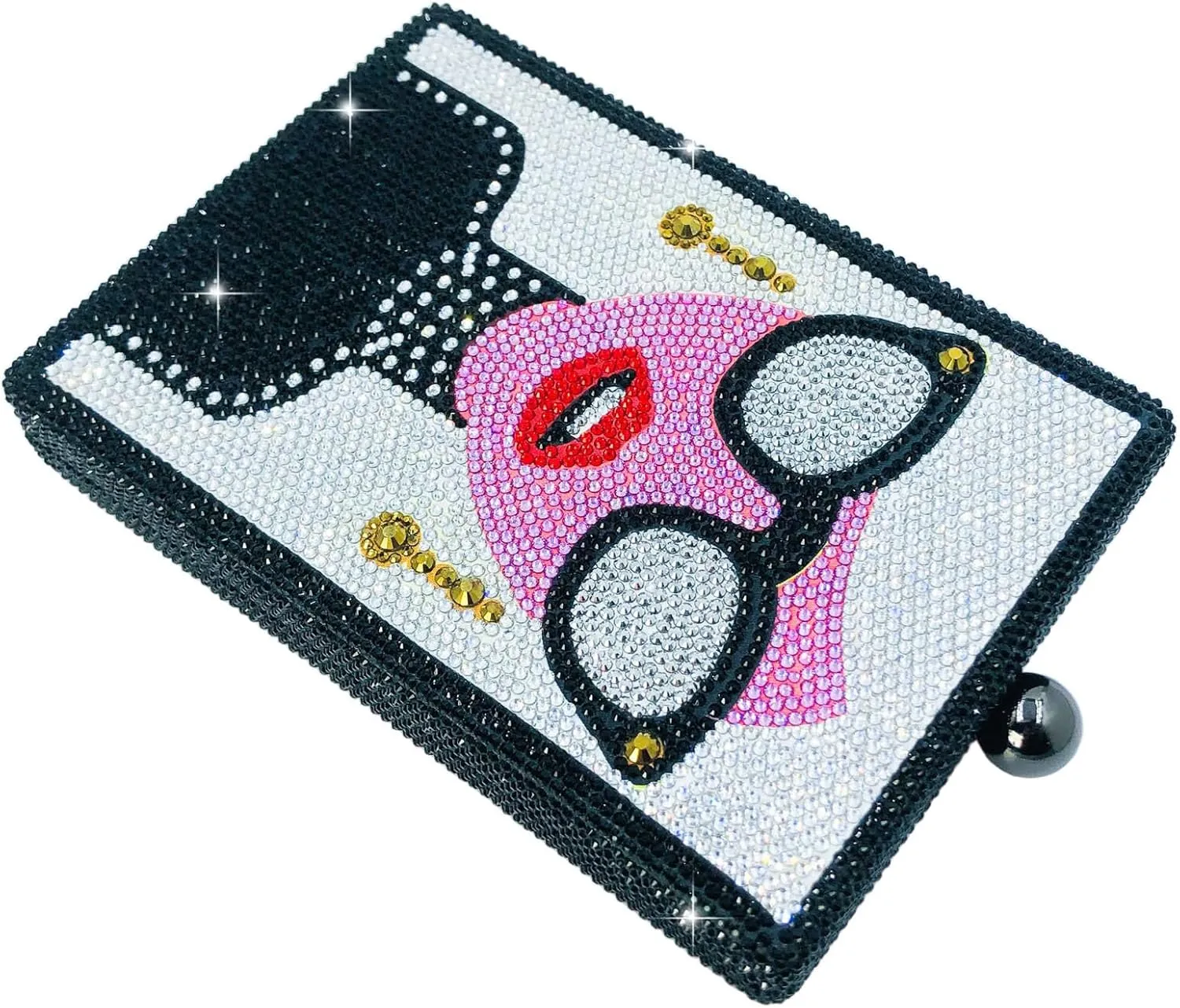 Boutique De FGG Retro Crystal Clutch Purses for Women Luxury Rhinestone Evening Bag Novelty Formal Party Clutch Handbag,Mini
