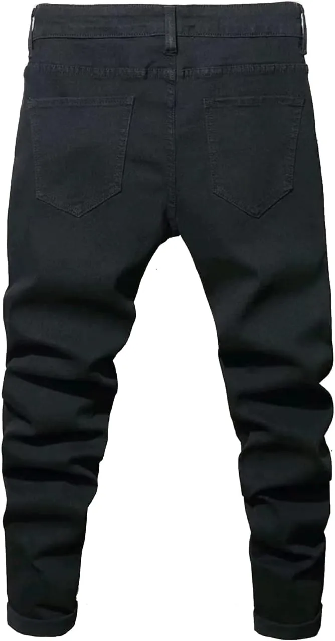 Boy's Skinny Fit Ripped Destroyed Distressed Stretch Slim Jeans Pants