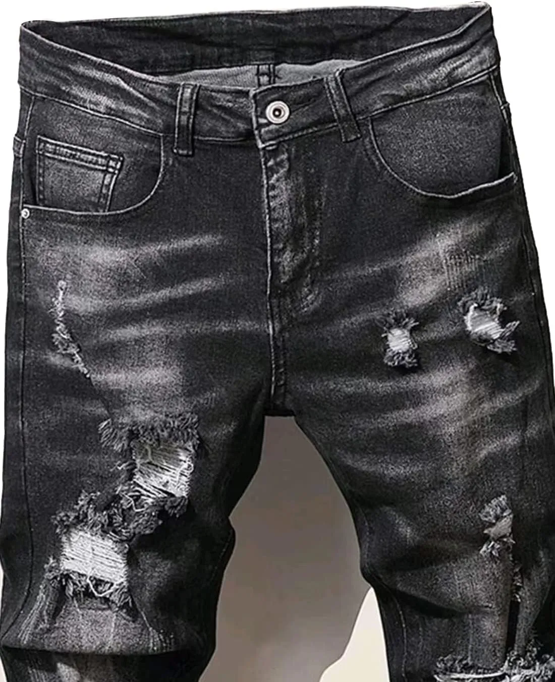 Boy's Skinny Fit Ripped Destroyed Distressed Stretch Slim Jeans Pants