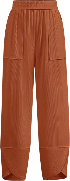 BTFBM Women's Wide Leg Palazzo Harem Pants Casual Loose Elastic Waist Sweatpants 2024 Fall Baggy Long Trousers Pockets