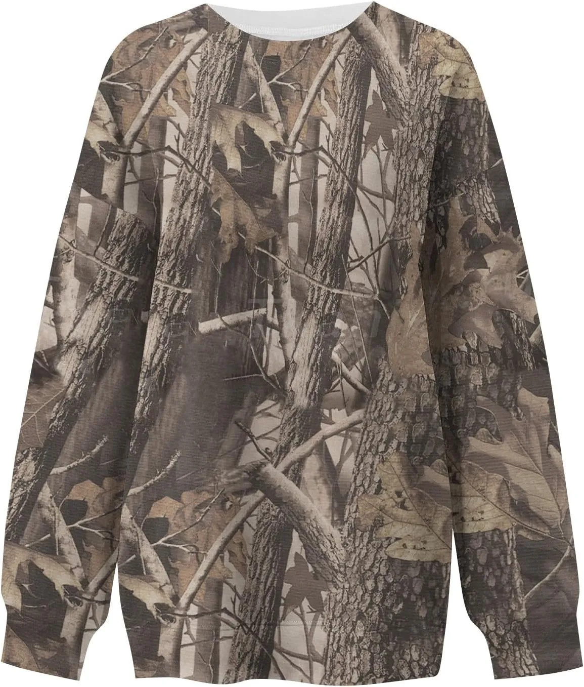 Camo Sweatshirt for Women Maple-Leaf Print Camo Crewneck Sweatshirts Long Sleeve Oversized Sweater Pullover Casual Tops