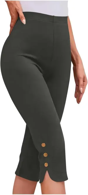 Capri Pants for Women Casual Summer Cropped Pants Plus Size Elastic Waist Capris Comfy Workout Loose Yoga Pants