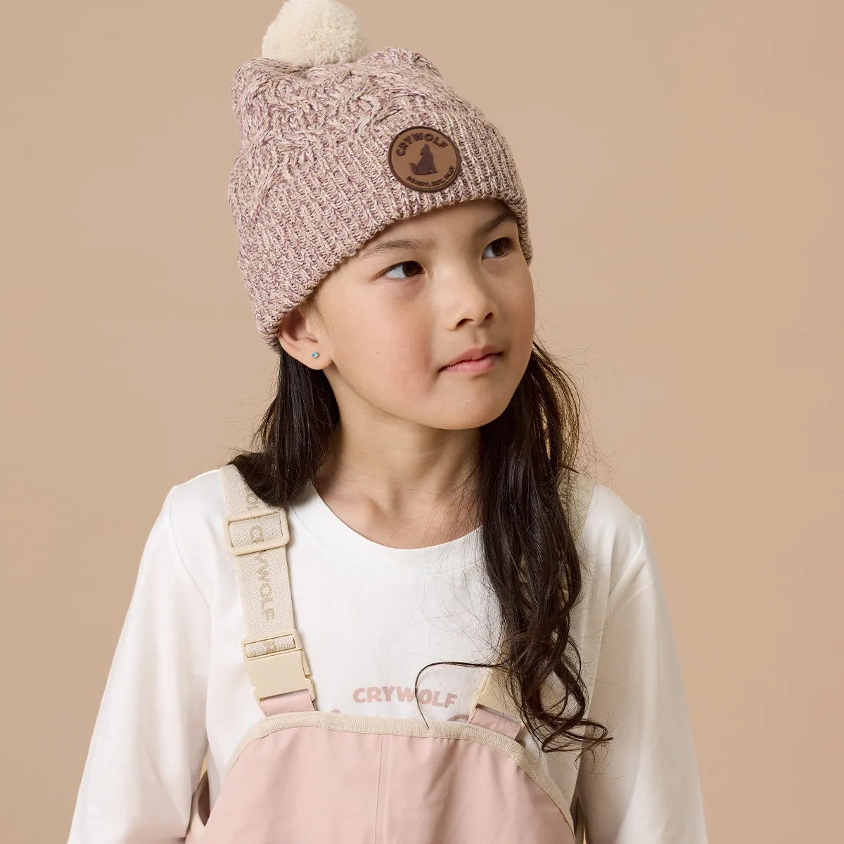 Crywolf Pom Pom Beanie - Mauve Speckle