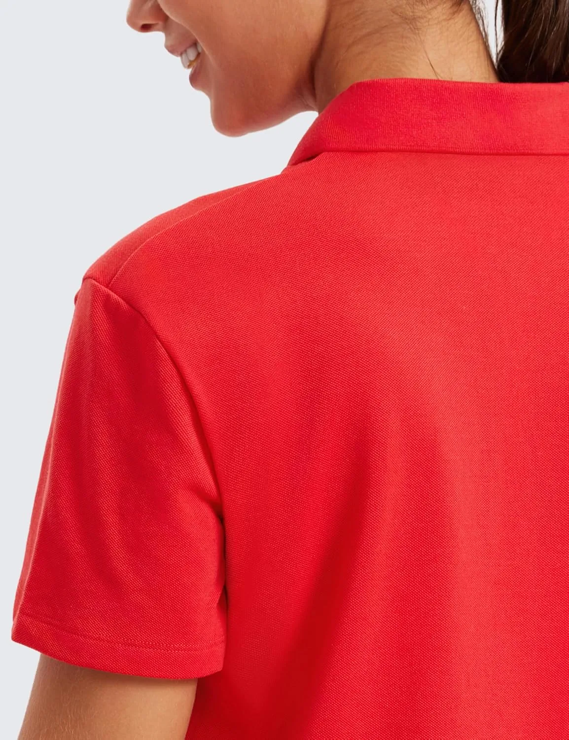CRZ YOGA Golf Crop Polo Shirts for Women 3 Button Collared Quick Dry Tennis T-Shirt Short Sleeve Workout Athletic Tops