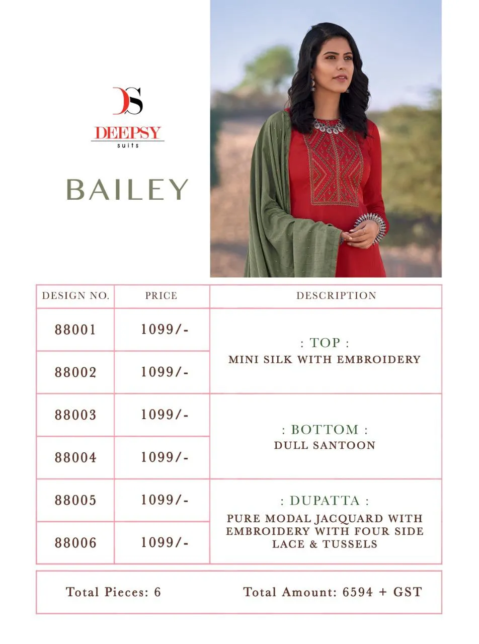 Deepsy Suits Bailey Mini Silk With Self Embroidery Work Casual Wear Collection