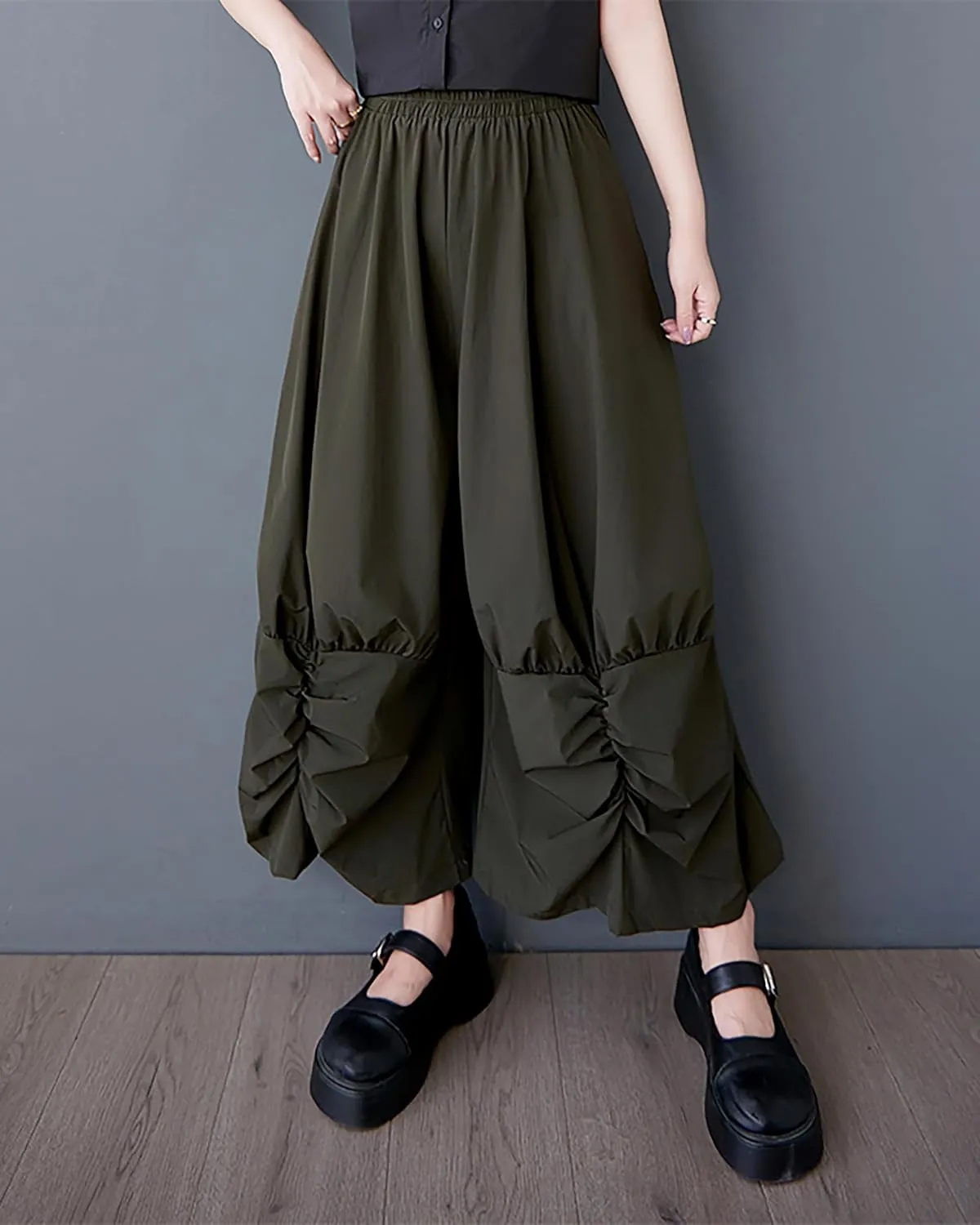 ellazhu Women's Pants Wide Leg The Drop Clothing Hippie Parachute Barrel Harem Pant GZ457