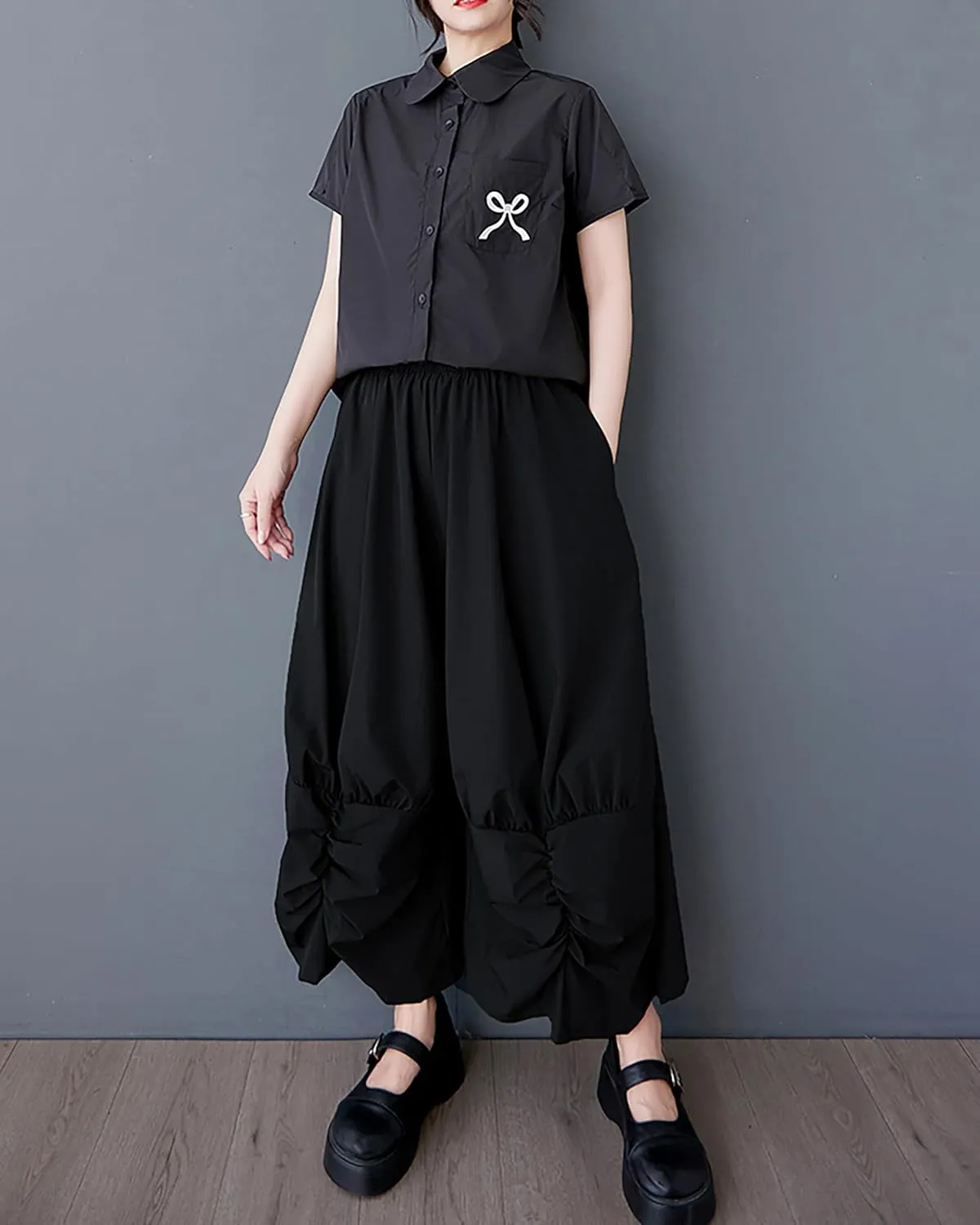 ellazhu Women's Pants Wide Leg The Drop Clothing Hippie Parachute Barrel Harem Pant GZ457