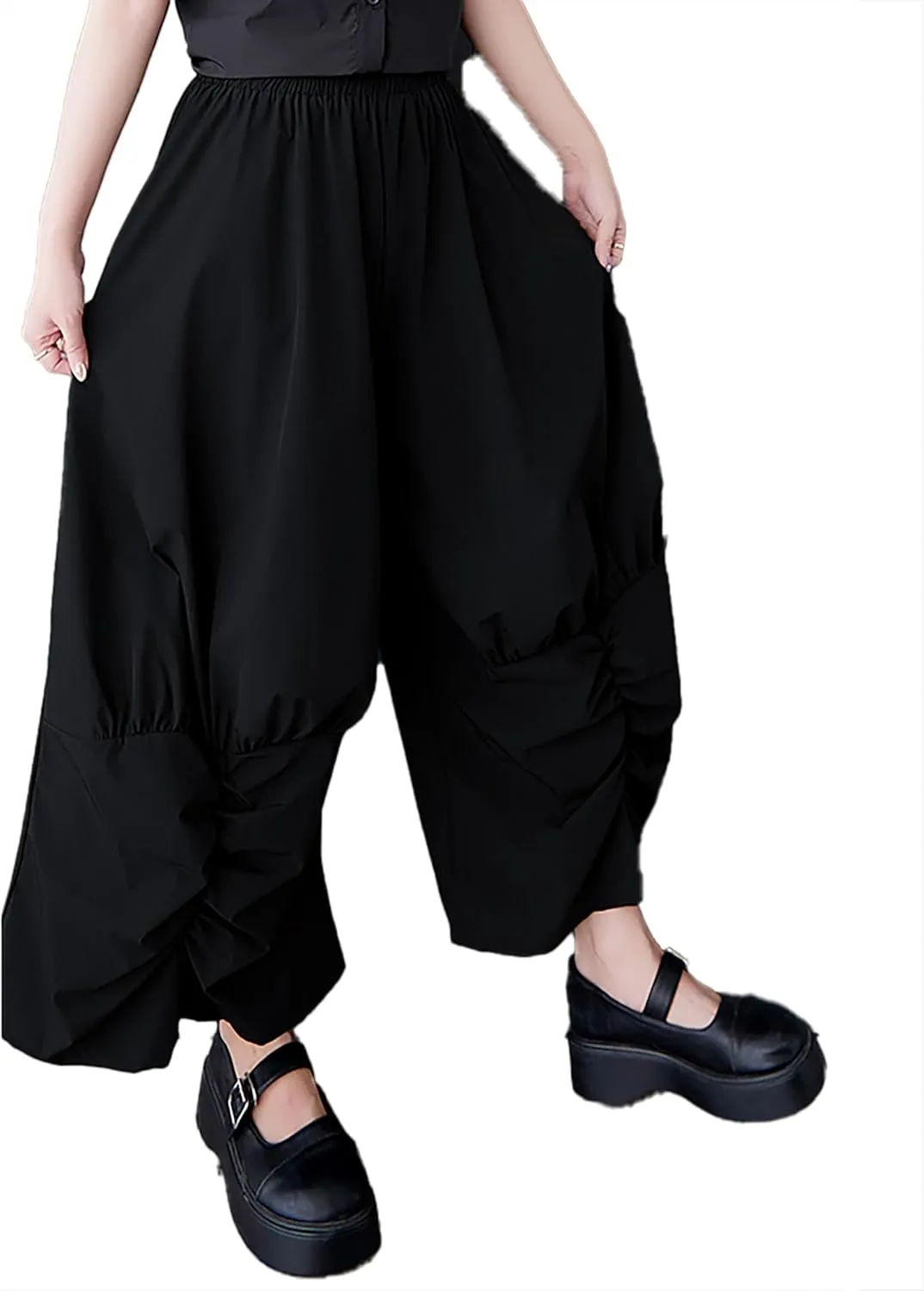 ellazhu Women's Pants Wide Leg The Drop Clothing Hippie Parachute Barrel Harem Pant GZ457